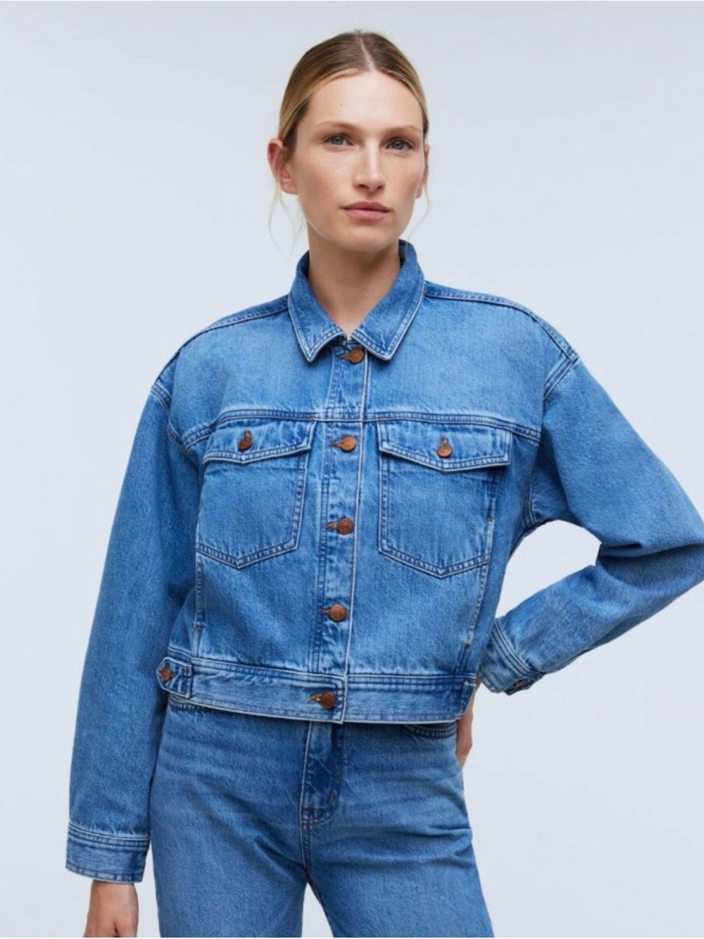 Madewell Button-Front Denim Jacket Grenhart Wash SZ XS